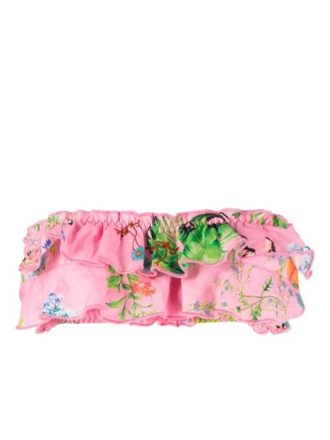 CYNTHIA ROWLEY Graphic Print Ruffled Bikini Top REVERSIBLE