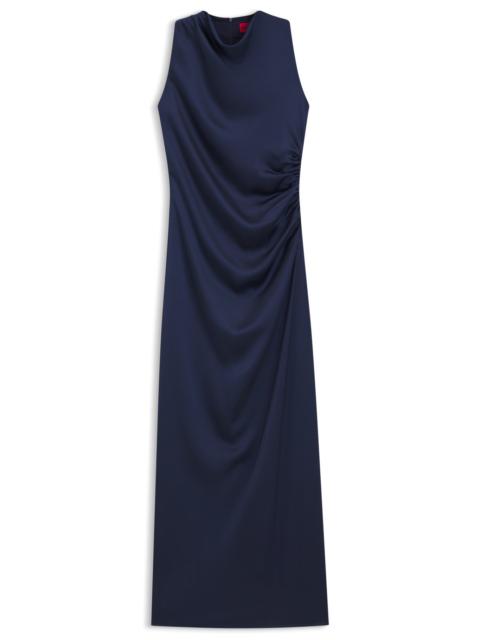 GATHERED-DETAIL MAXI DRESS IN SATIN