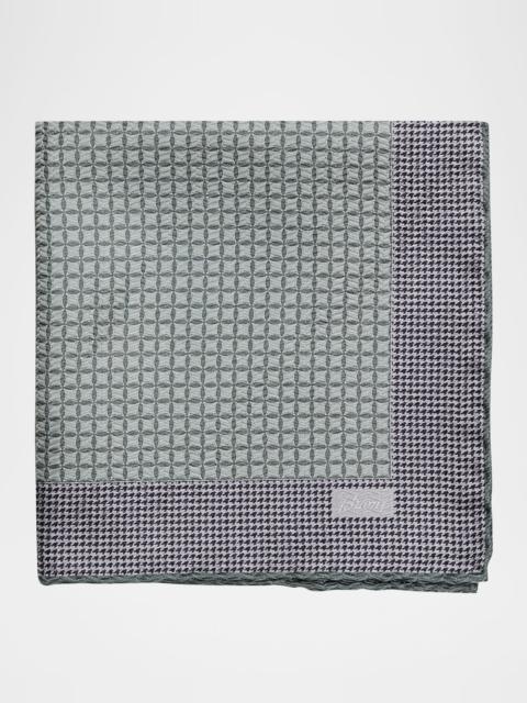 Men & apos;s Micro-Jacquard Hand-Rolled Silk Pocket Square