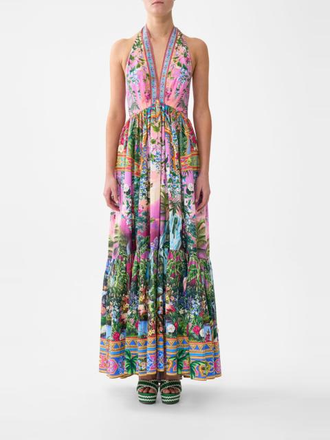 RUFFLE HEM HALTER DRESS