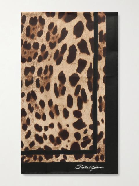 Leopard-print Silk-twill Scarf