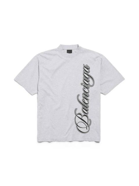Men's Cursive T-shirt Medium Fit in Light Heather Grey/black