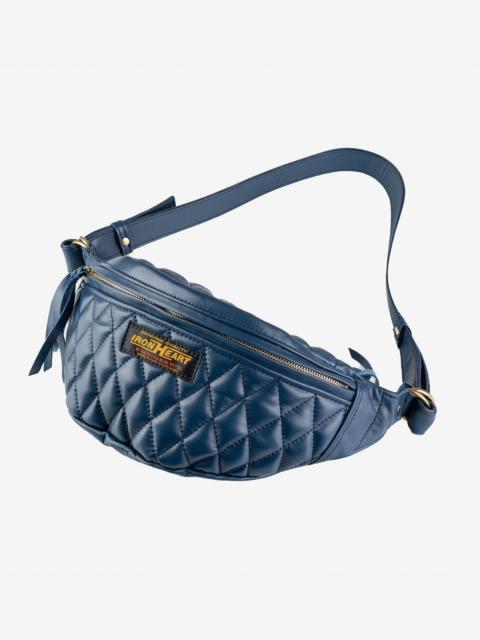 DIAMOND STITCHED LEATHER WAIST BAG - NAVY