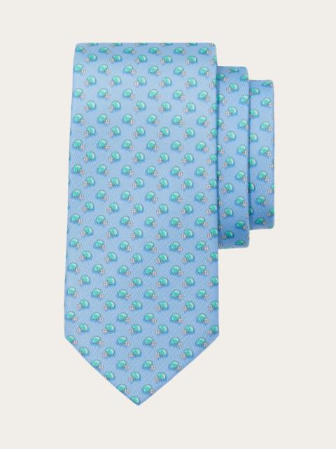 Football print silk tie