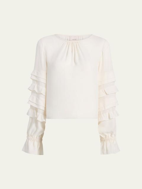 Anta Ruffled Long-Sleeve Top