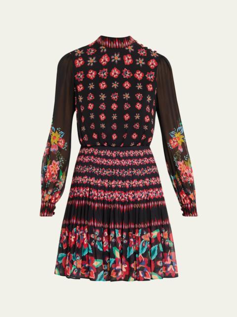 Isa Floral Silk Short Dress