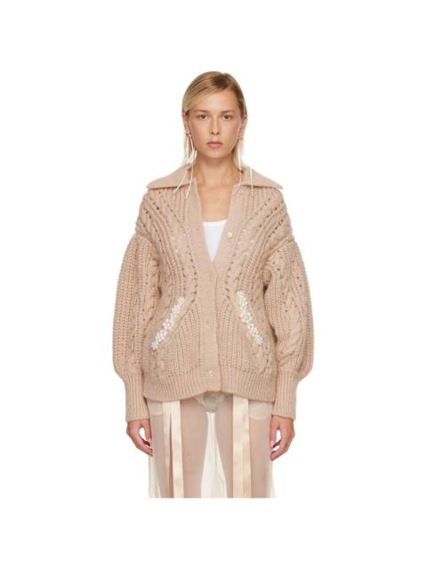 Pink Sculpted Chunky Knit Cardigan