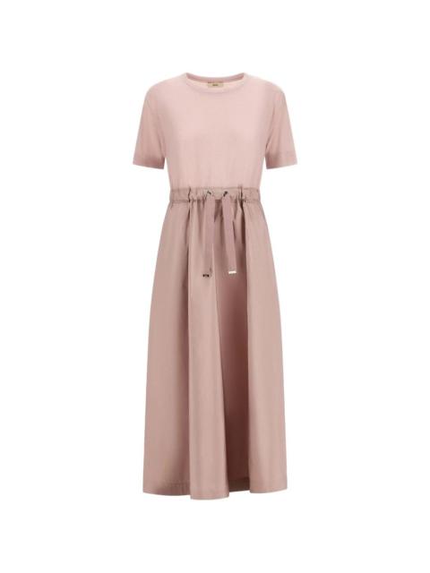 drawstring-waist midi dress