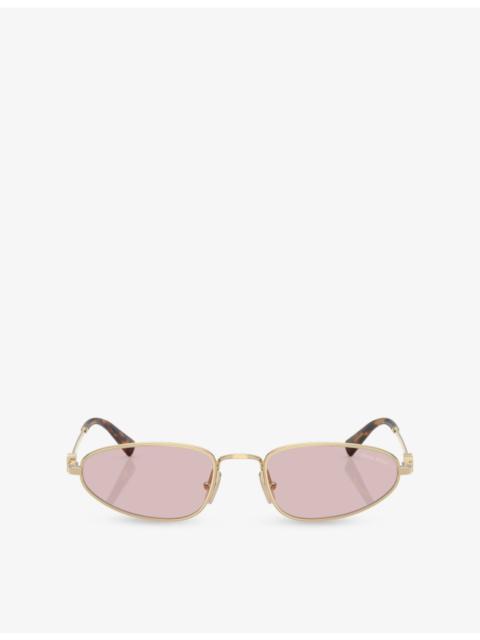 MU A52S Oval-Frame Metal Sunglasses