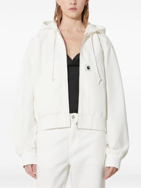 hooded zip-fastening jacket