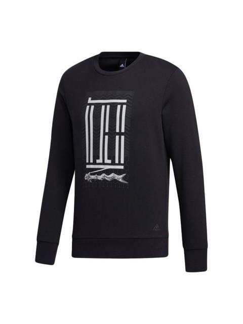 adidas Wj Crew Logo Printing Pullover Round Neck Black GM4479