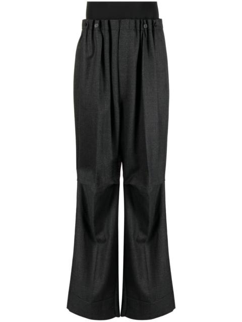 high-waisted wide-leg wool trousers