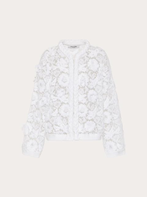 CARDIGAN IN COTTON AND EMBROIDERED LACE