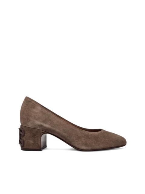 cutout block-heel pumps