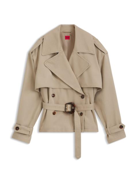 SHORT TRENCH JACKET IN COTTON AND LINEN