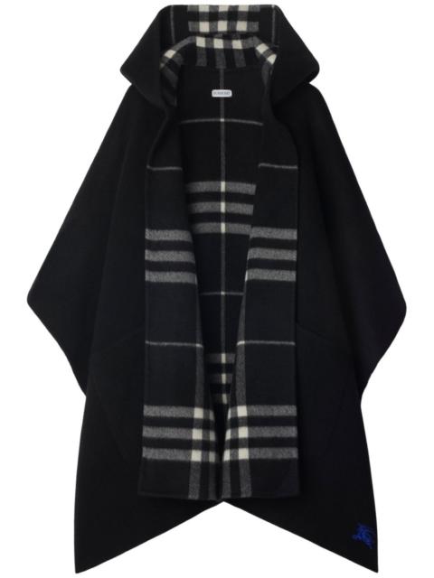 reversible check cashmere cape