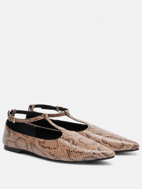 Ward snake-effect leather Mary Jane flats