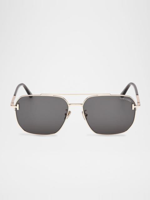 Men's FT1249-KM Metal Square Sunglasses