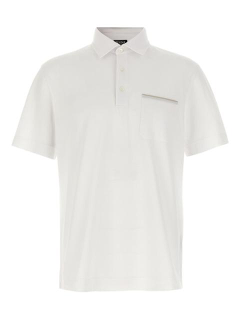 piqué satin-piping polo shirt