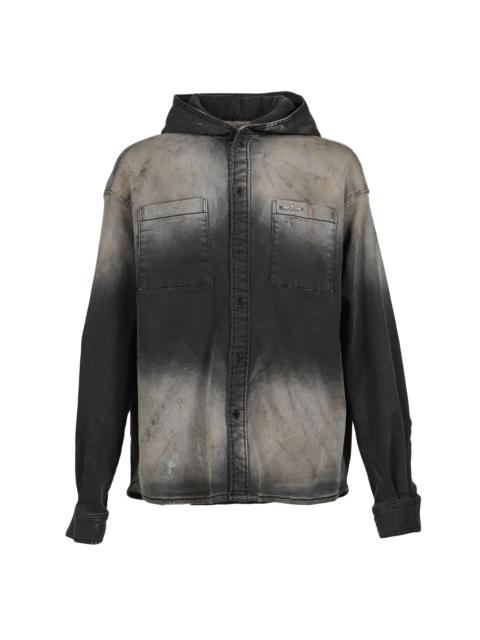 DIRTY-WASHED DENIM SHIRTS / BLK