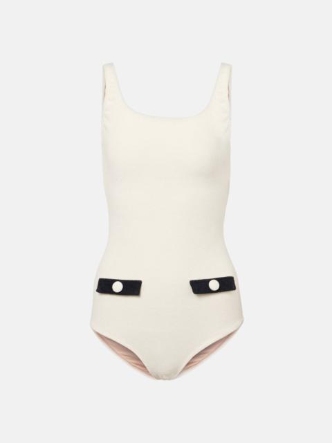 Cotton-blend terry swimsuit