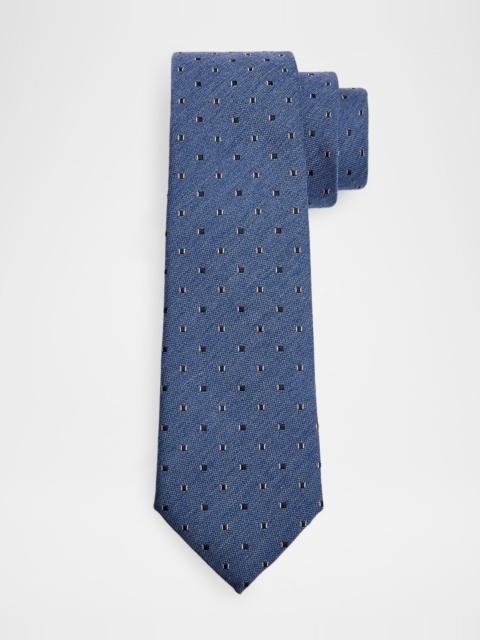 Men's Bordeaux Micro-Jacquard Silk and Wool Tie