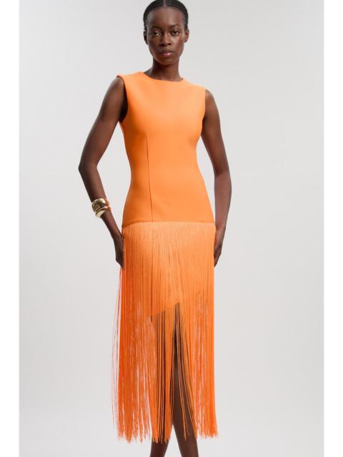 Figure Form Bandage Tassel Hem Knitted Dress