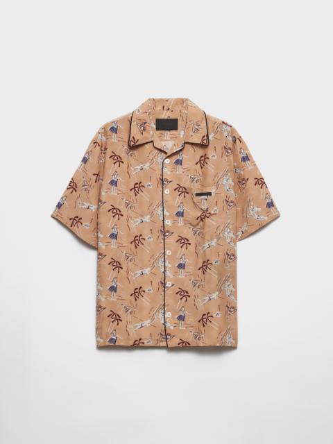Printed silk blend bowling shirt