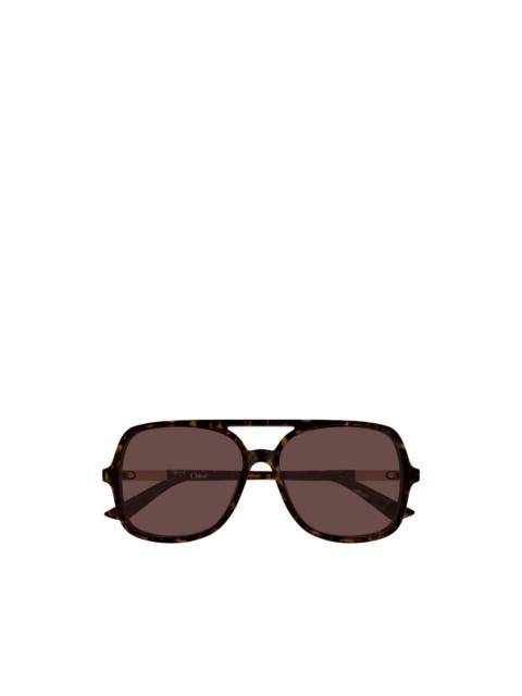 CHLOE OVERSIZED BROWN LENS GEOMETRICAL ACETATE SUNGLASSES