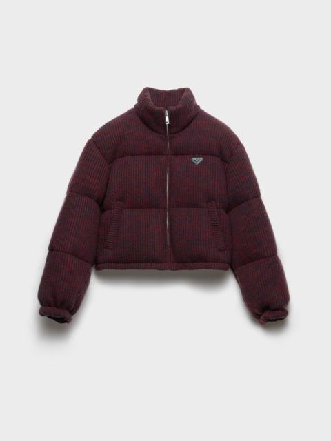 Cropped cashmere and wool down jacket