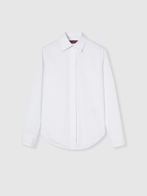 Cotton poplin shirt with embroidery
