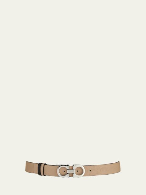 Gancini-Buckle Reversible Leather Belt