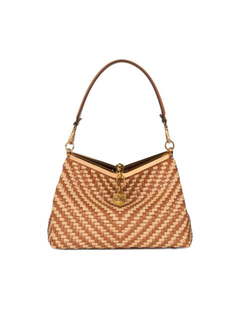 medium Vela woven-leather shoulder bag