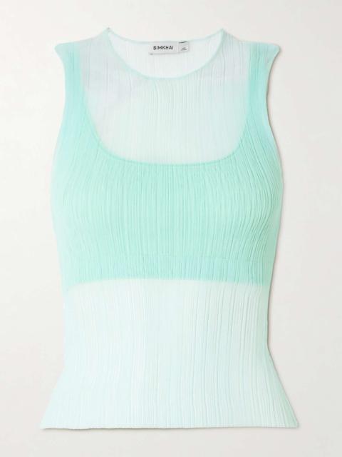Plissé tank Light blue