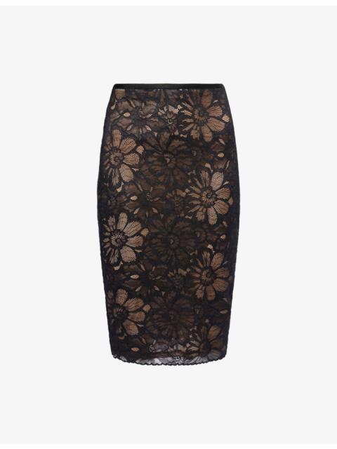 Eleri Lace Stretch-Woven Midi Skirt