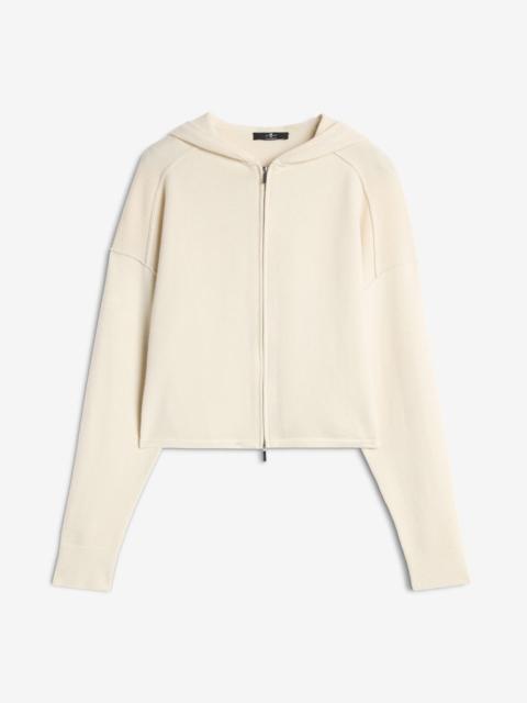 Cashmere Zipper Hoodie in Ice White