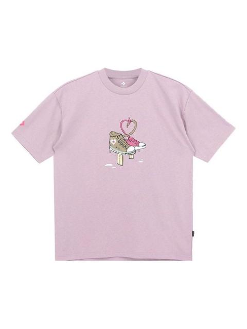 Converse Shoe Tie Heart Logo T-Shirt 'Blush Purple' 10023156-A03