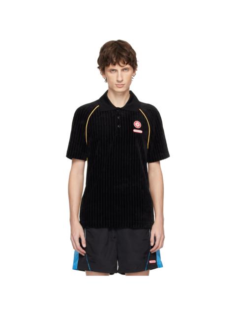 Black Rib Velour Raglan Polo