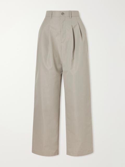 Pleated Cotton-blend Wide-leg Pants