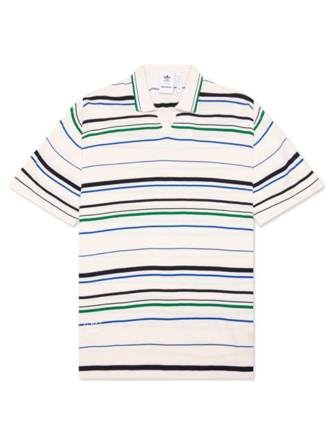 ADIDAS X WALES BONNER KNIT POLO - WONDER WHITE/GREEN/BLUE BIRD