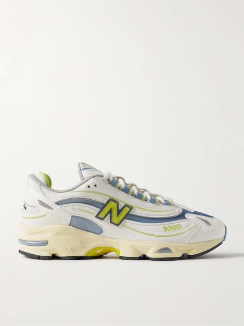 M1000 Embroidered Leather and Mesh Sneakers