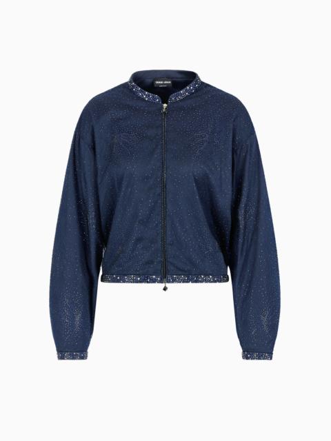 SILK BLOUSON WITH RHINESTONE EMBROIDERY