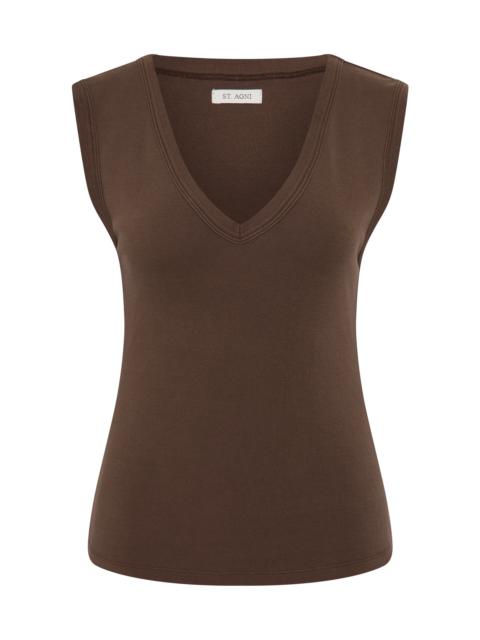 V-Neck Organic-Cotton Tank Top brown