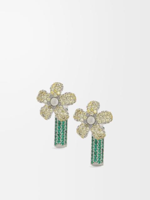 Flor earrings in sterling silver and crystals
