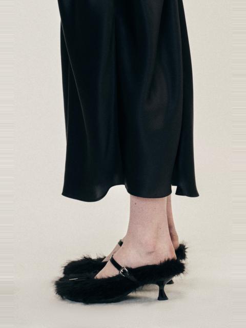 Faux Fur Grip Mule Heel