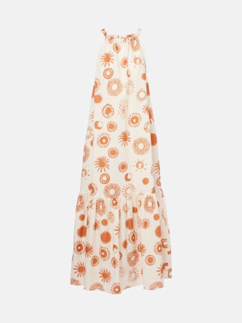 Ibiza printed linen and cotton maxi dress