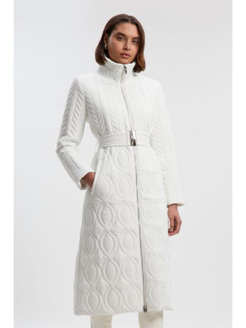 Multi Stitch Detail Belted Padded Midi Coat