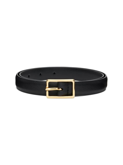 Black Skinny Saffiano Calf Leather Belt
