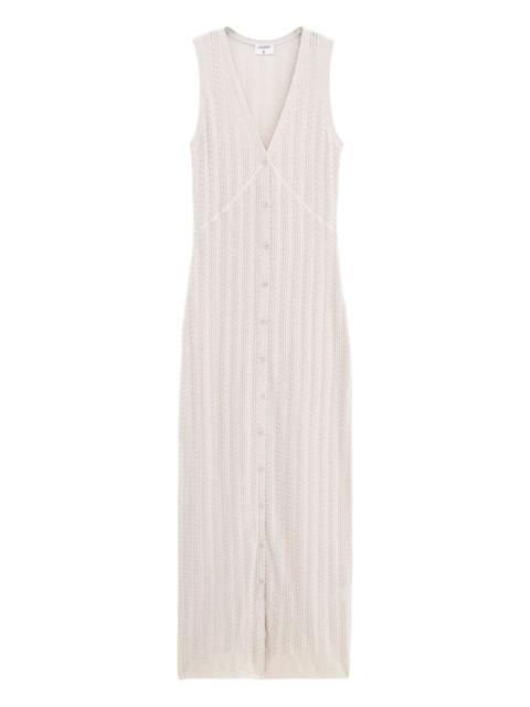 V-neck button-fastening maxi dress