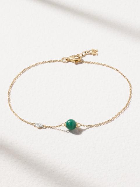 Dot 14-karat Gold, Malachite And Diamond Bracelet